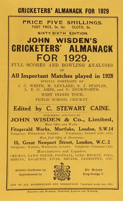 Lot 72 - WISDEN Cricketers' Almanack: 1929
