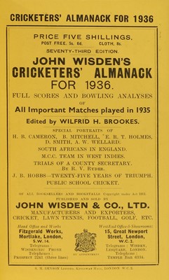 Lot 79 - WISDEN Cricketers' Almanack: 1936 & 1937