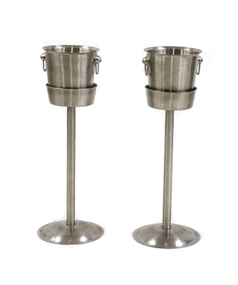 Lot 308 - A pair of brushed steel wine coolers