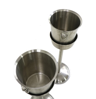 Lot 308 - A pair of brushed steel wine coolers