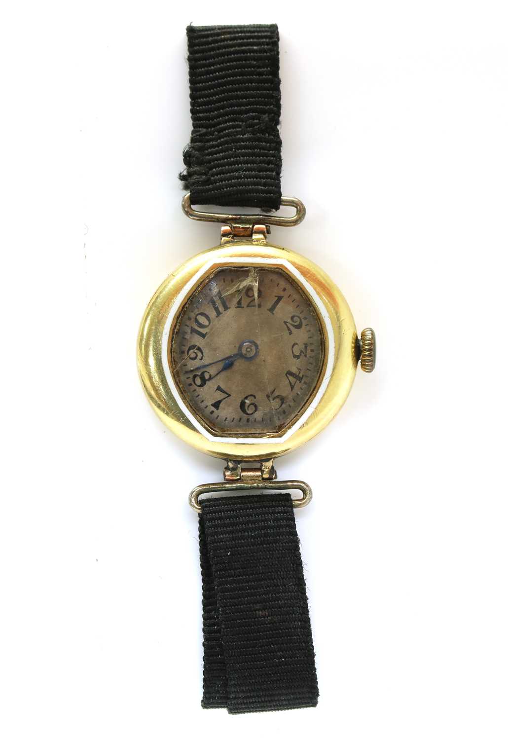 Lot 469 - A ladies' 18ct gold mechanical strap watch