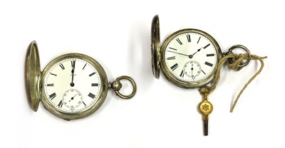 Lot 460 - A sterling silver key wound half hunter pocket watch