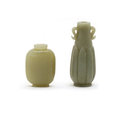Lot 268 - Two Chinese carved jade snuff bottles