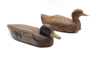 Lot 38 - Two carved wood and painted duck decoys