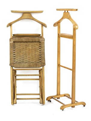 Lot 525 - A beechwood and paper cord folding valet chair