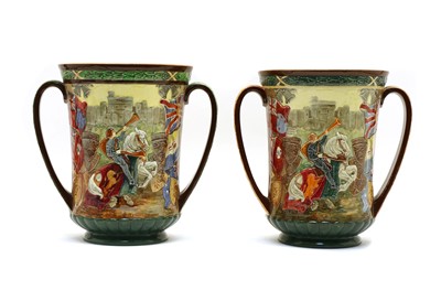 Lot 142 - A Royal Doulton commemorative twin handled loving cup