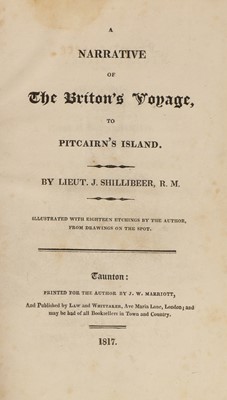 Lot 116 - SHILLIBEER, Lieut. John: A Narrative of the Briton's Voyage to Pitcairn's Island