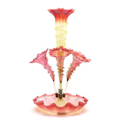 Lot 217 - A Victorian opalescent glass epergne