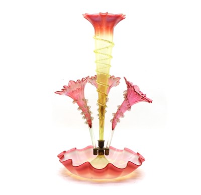Lot 217 - A Victorian opalescent glass epergne