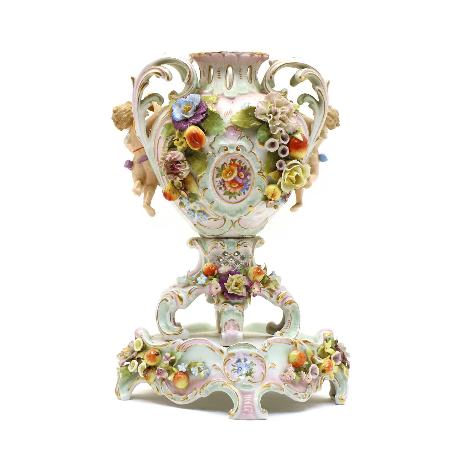 Lot 139 - A Dresden porcelain vase on stand