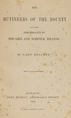 Lot 95 - 1- Belcher, Lady: The Mutineers of the Bounty