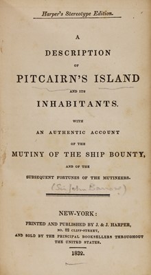 Lot 85 - 1- [Barrow, J]: The eventful history of the mutiny and piratical seizure of HMS Bounty.