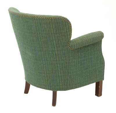 Lot 472 - A green and blue upholstered armchair