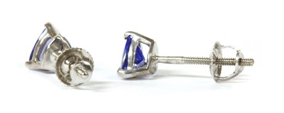 Lot 309 - A pair of white gold single stone tanzanite stud earrings