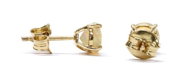 Lot 208 - A pair of gold single stone opal stud earrings