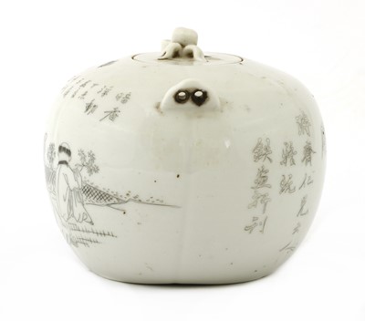 Lot 67 - An unusual Chinese engraved teapot and cover