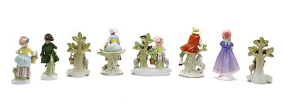 Lot 135 - A collection of seven Sitzendorf porcelain figures