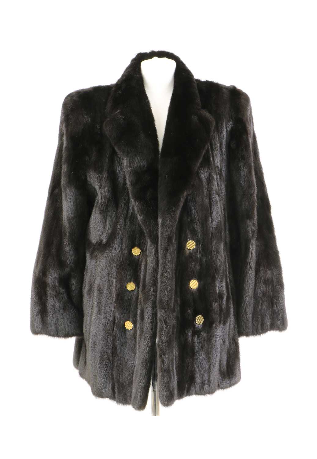 Lot 103 - A double breasted dark brown mink fur blazer