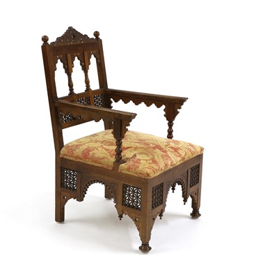 Lot 33 - An Aesthetic Movement Moorish mahogany armchair