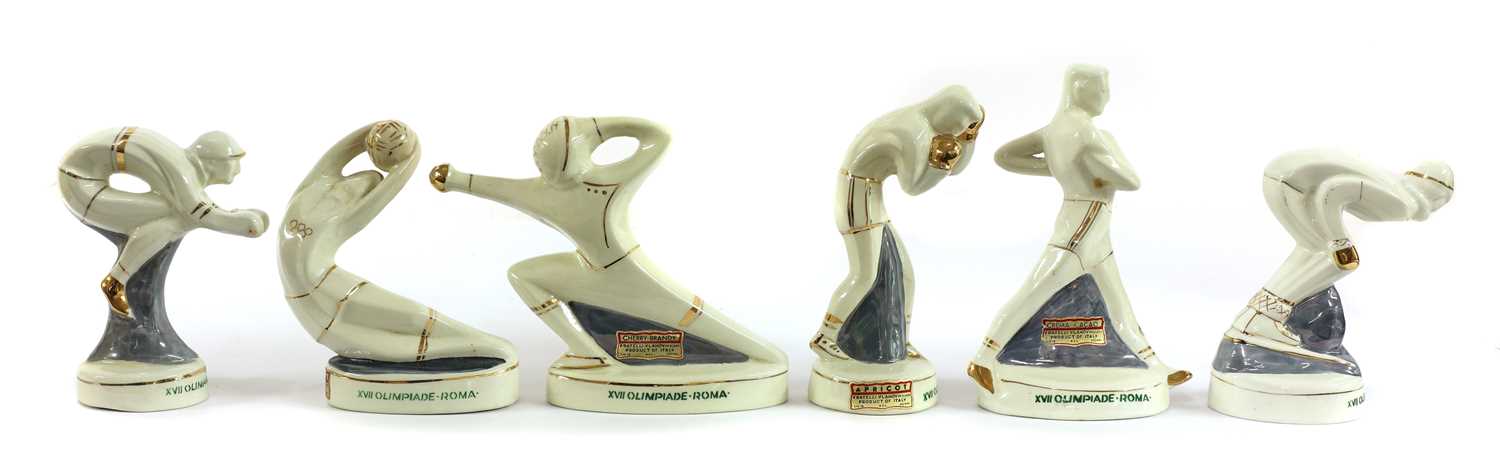 Lot 461 - A set of six Rome XVII Olympiad (summer 1960) figural souvenir bottles
