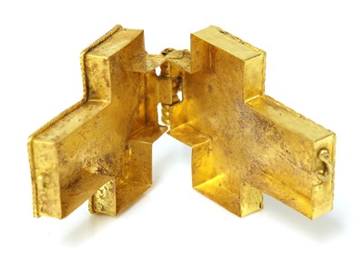Lot 16 - A high carat gold Byzantine, Latin form reliquary cross