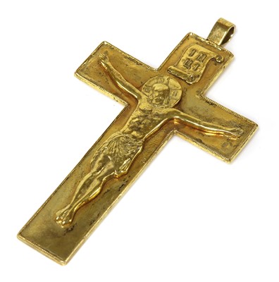 Lot 206 - A silver gilt Russian crucifix or pectoral crucifix