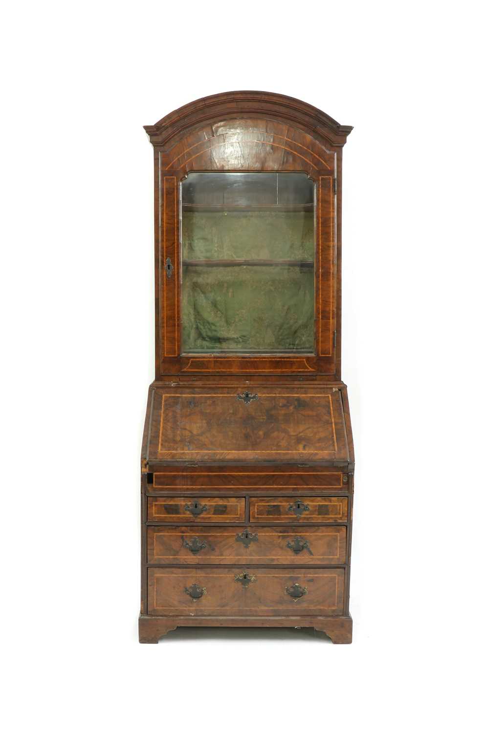 Lot 315 - An 18th century walnut and featherbanded bureau cabinet