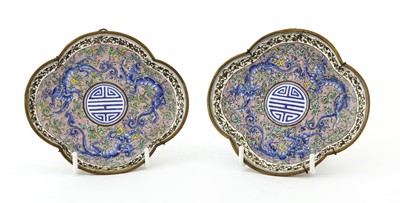 Lot 169 - A pair of Chinese export Canton painted enamel saucers