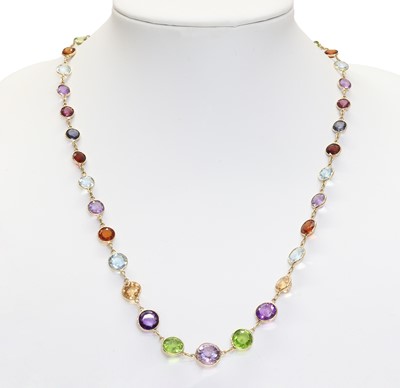 Lot 372 - A gold assorted gemstone rivière necklace