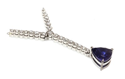 Lot 451 - A white gold sapphire and diamond 'Y' shaped pendant