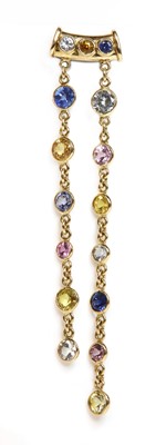 Lot 379 - A gold vari-coloured sapphire neglige pendant