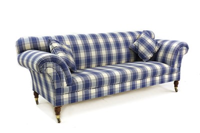 Lot 332 - A modern chequered-upholstered Chesterfield-style sofa