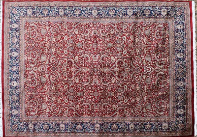 Lot 342 - A Kashmiri wool and silk rug of Persian Tabriz design