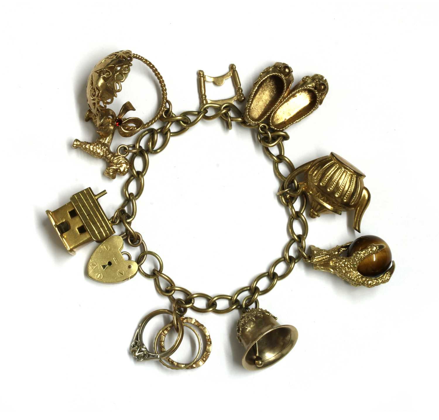 Lot 111 - A gold charm bracelet