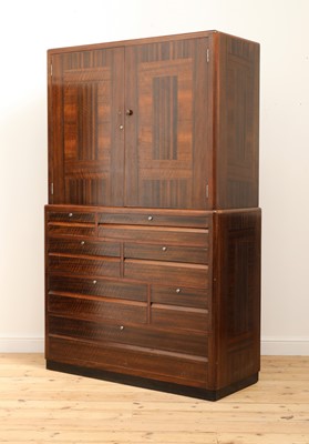 Lot 339 - An Art Deco walnut two-tone veneered 'Token Works' cabinet on chest