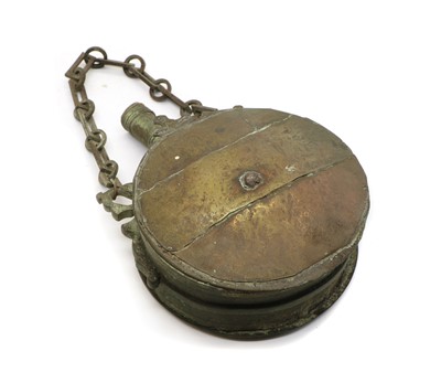 Lot 37 - An Ottoman copper and brass gunpowder flask