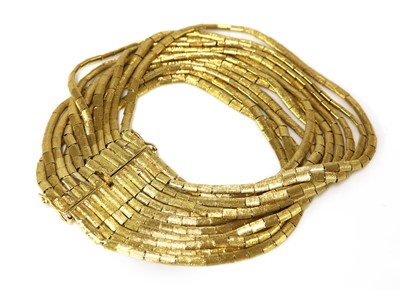 Lot 270 - An Italian gold eleven row bracelet