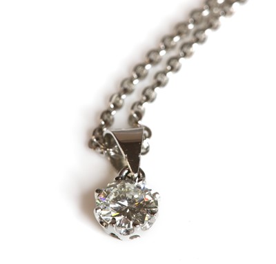 Lot 359 - A white gold single stone diamond pendant
