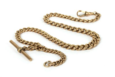 Lot 453 - A 9ct gold graduated curb link Albert chain