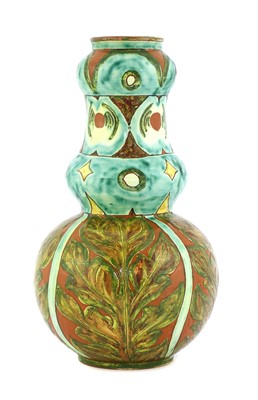 Lot 16 - A Della Robbia pottery double gourd vase