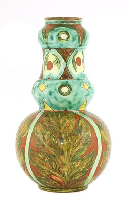 Lot 16 - A Della Robbia pottery double gourd vase