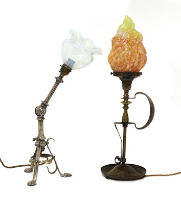 Lot 134 - An Arts and Crafts silver-plated table lamp