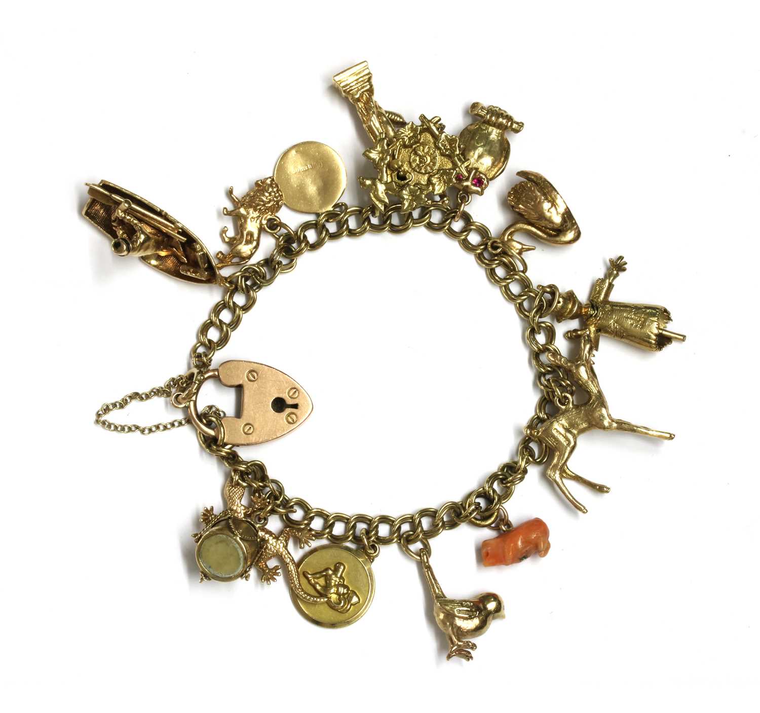 Lot 110 - A gold charm bracelet