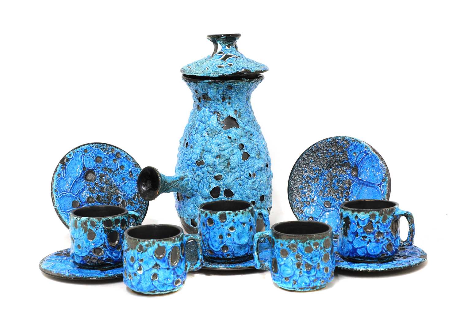 Lot 547 - A 'Fat Lava' coffee set for four