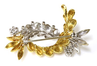 Lot 268 - An 18ct two colour gold foliate wreath brooch, c.1970