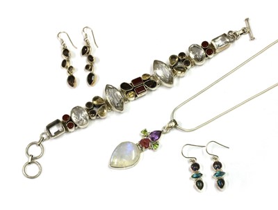 Lot 251 - Four items of silver gem set jewellery