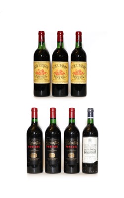 Lot 95 - Assorted Pomerol: Clos L’Eglise, Pomerol, 1983, three bottles and four various others (7)