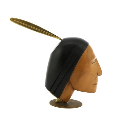 Lot 320 - A Hagenauer hardwood and brass bust of a Native American