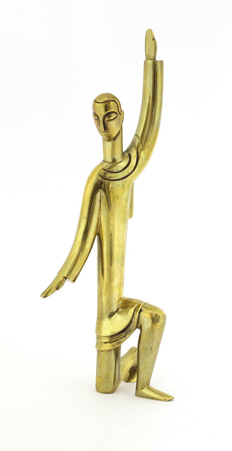 Lot 319 - A Hagenauer polished brass figure of a kneeling man