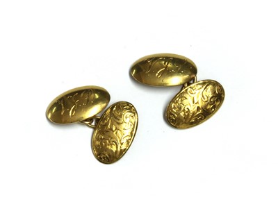 Lot 444 - A pair of 18ct gold oval cufflinks